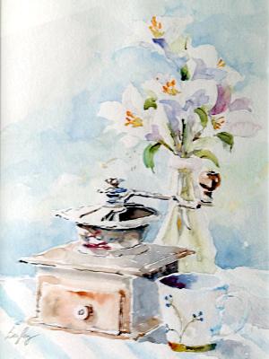 Coffee Grinder and Cup Still Life