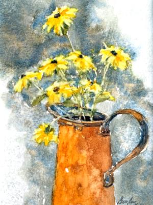 Copper Pitcher & Daisies 2025